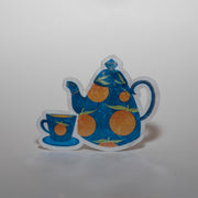 Blue Orange Tea Kettle Sticker