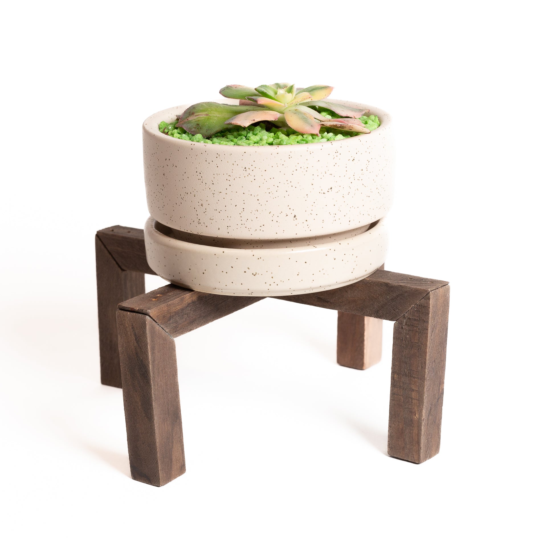 Walnut Cross Pedestal Plant Stand - Urban Sprouts