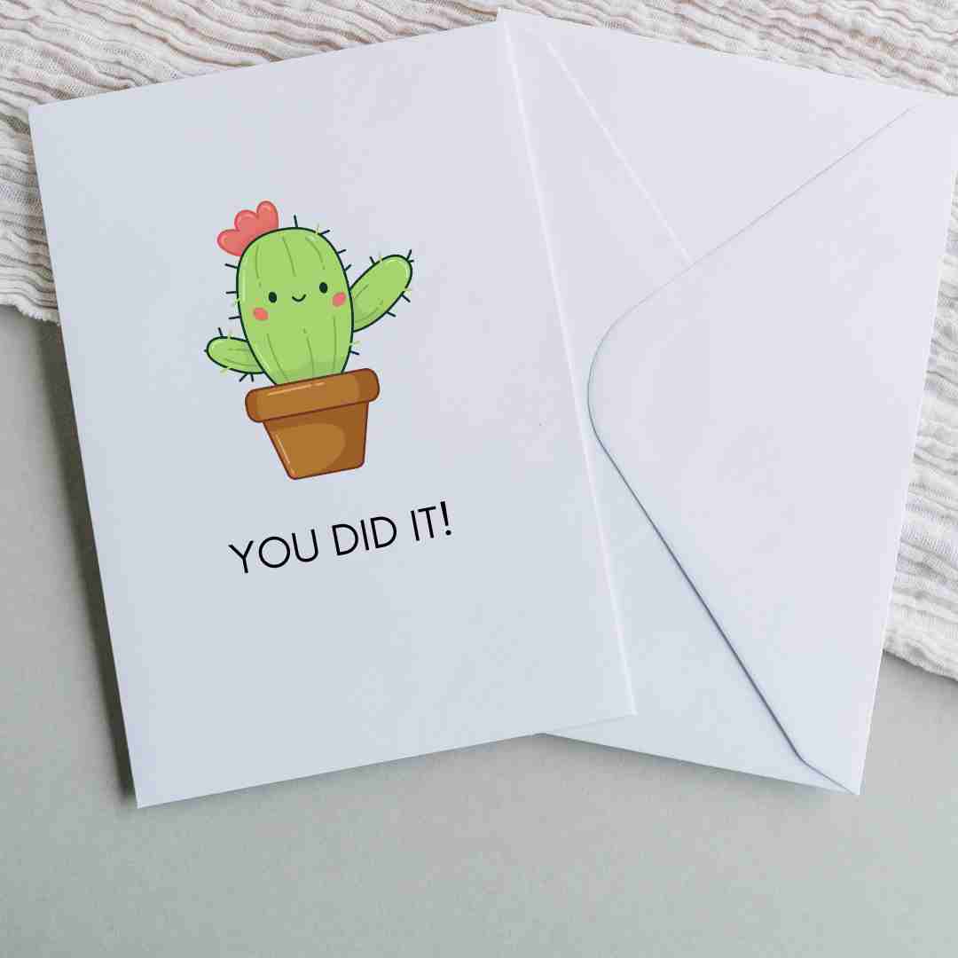You Did It Cute Cactus - Blank Greeting Card - Urban Sprouts