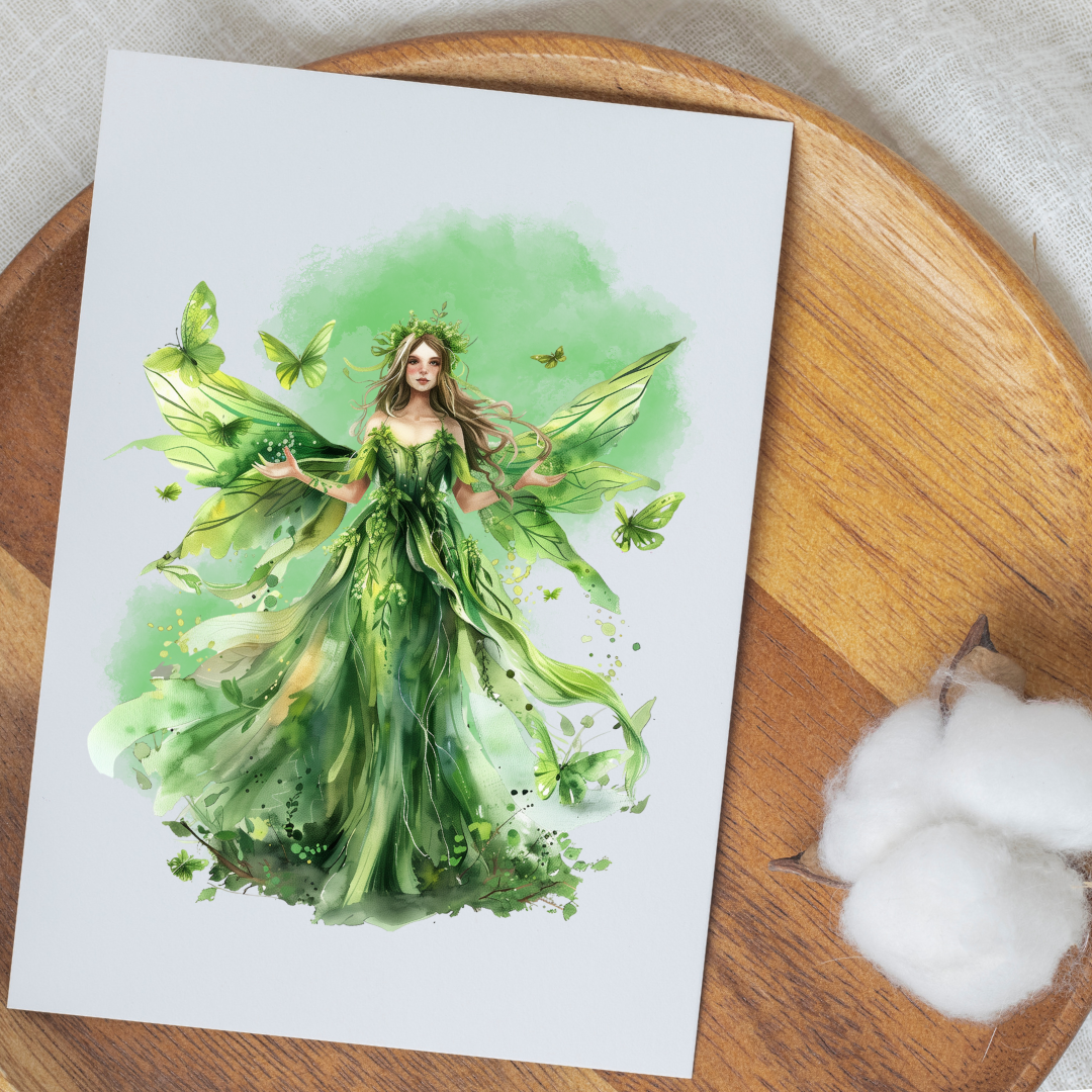 Green Fairy - Blank Greeting Card - Urban Sprouts