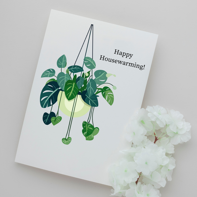 Happy Housewarming Hanging Plant - Blank Greeting Card