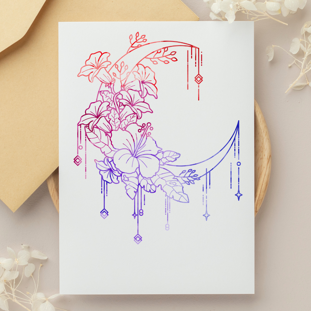 Hibiscus Moon - Blank Greeting Card - Urban Sprouts