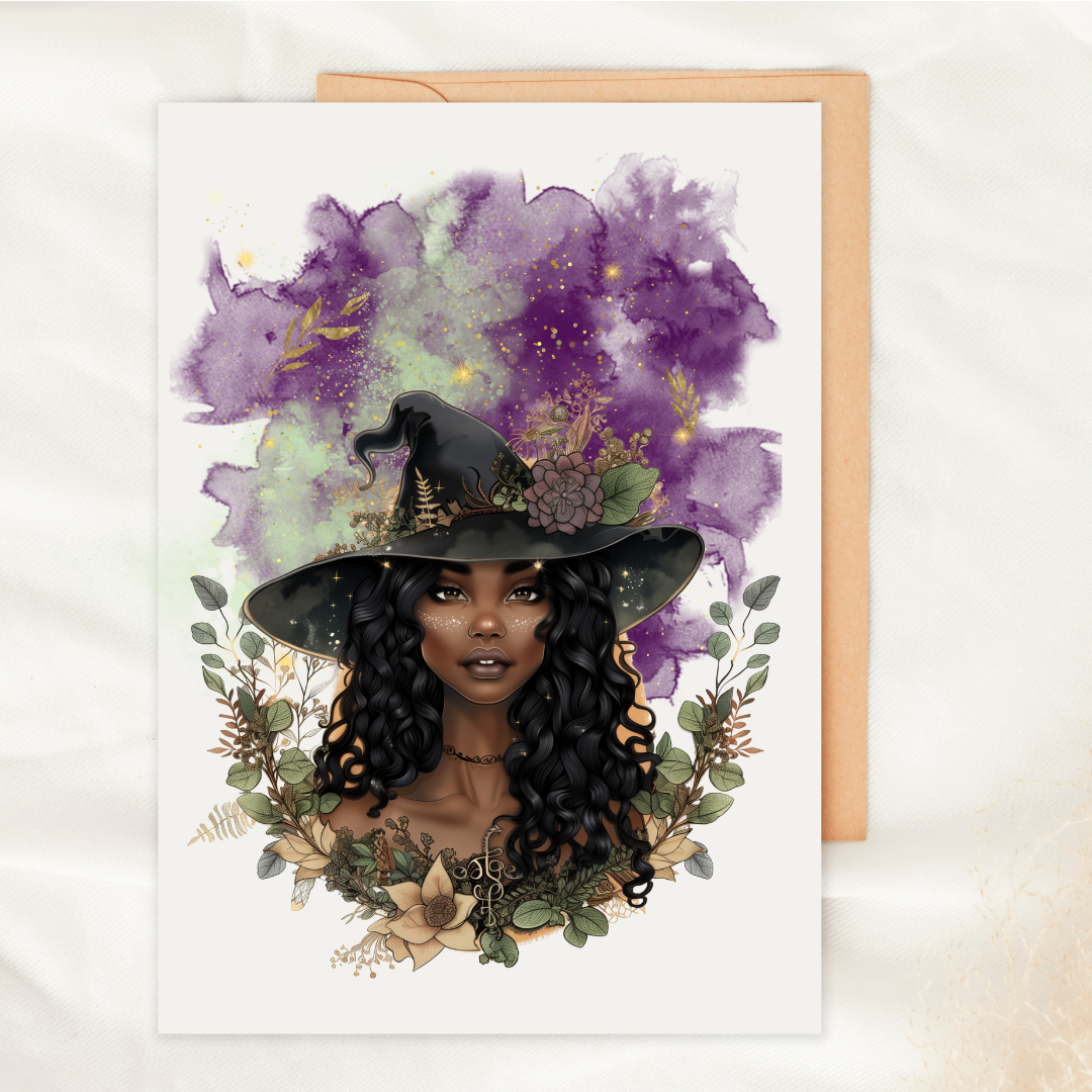 Purple Sage Botanical Witch - Blank Greeting Card - Urban Sprouts