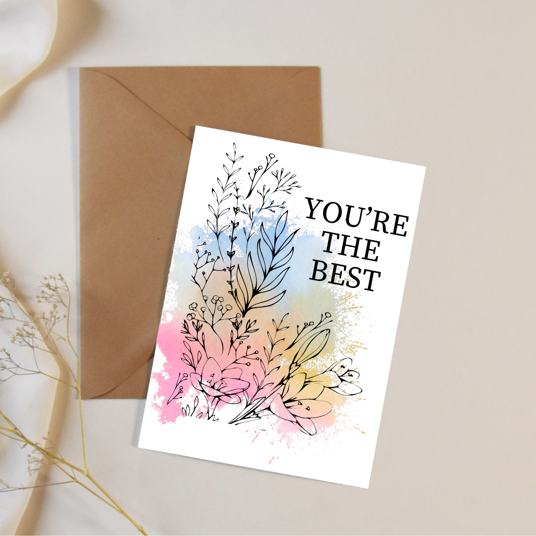 You're the Best Pastel Splash - Blank Greeting Card