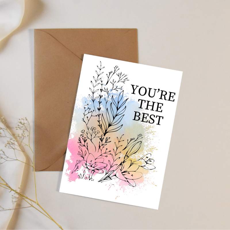 You're the Best Pastel Splash - Blank Greeting Card