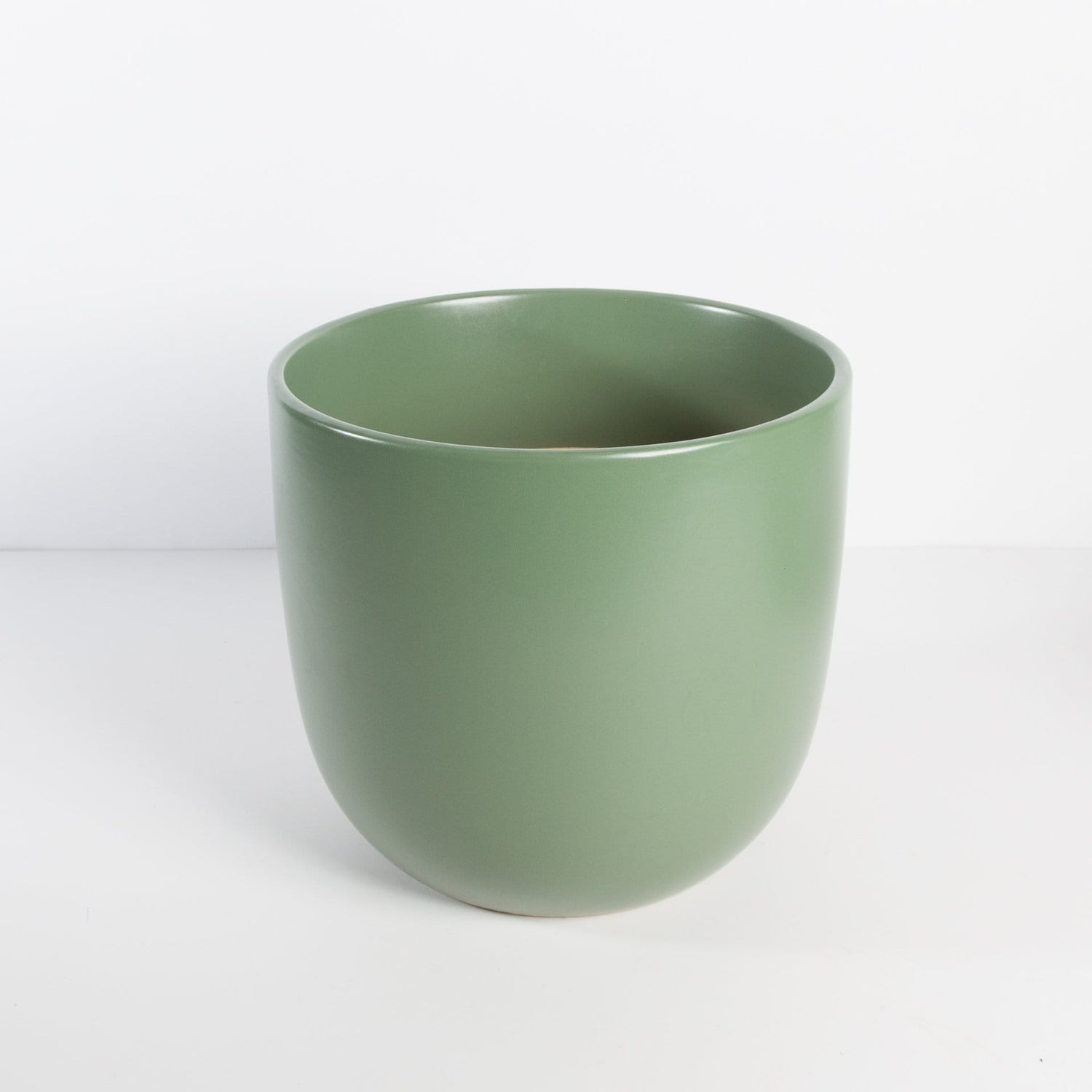 Peach & Pebble Pot 12" / green Curve Ceramic Pot