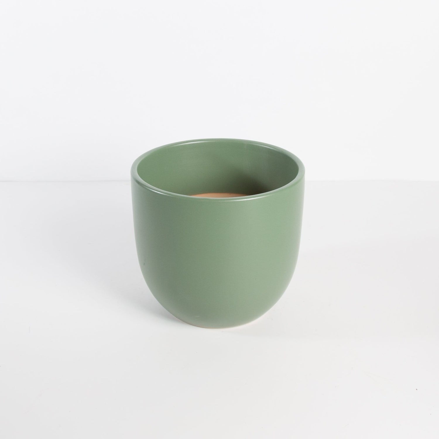 Peach & Pebble Pot 7" / Green Curve Ceramic Pot