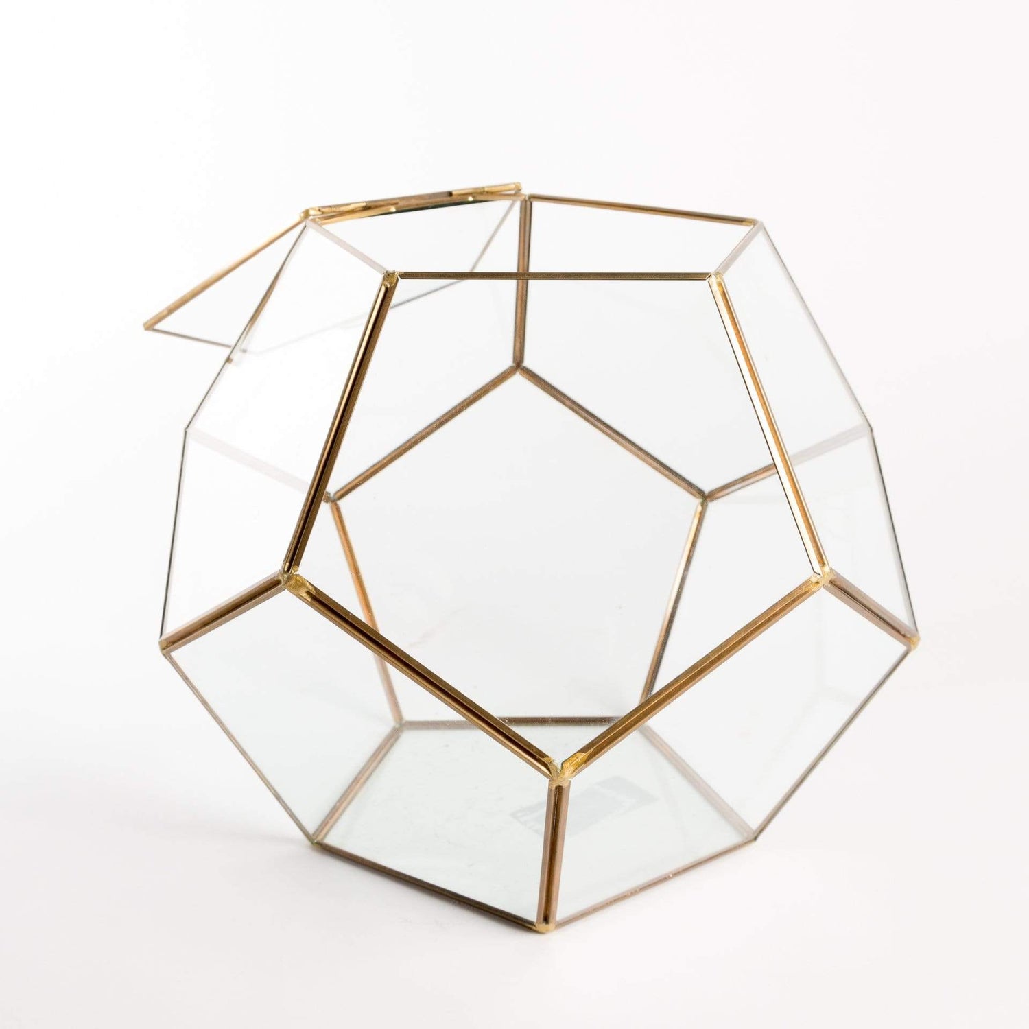 Urban Sprouts Glassware 6" Gold Fused Dodecahedron Faceted Glass Terrarium