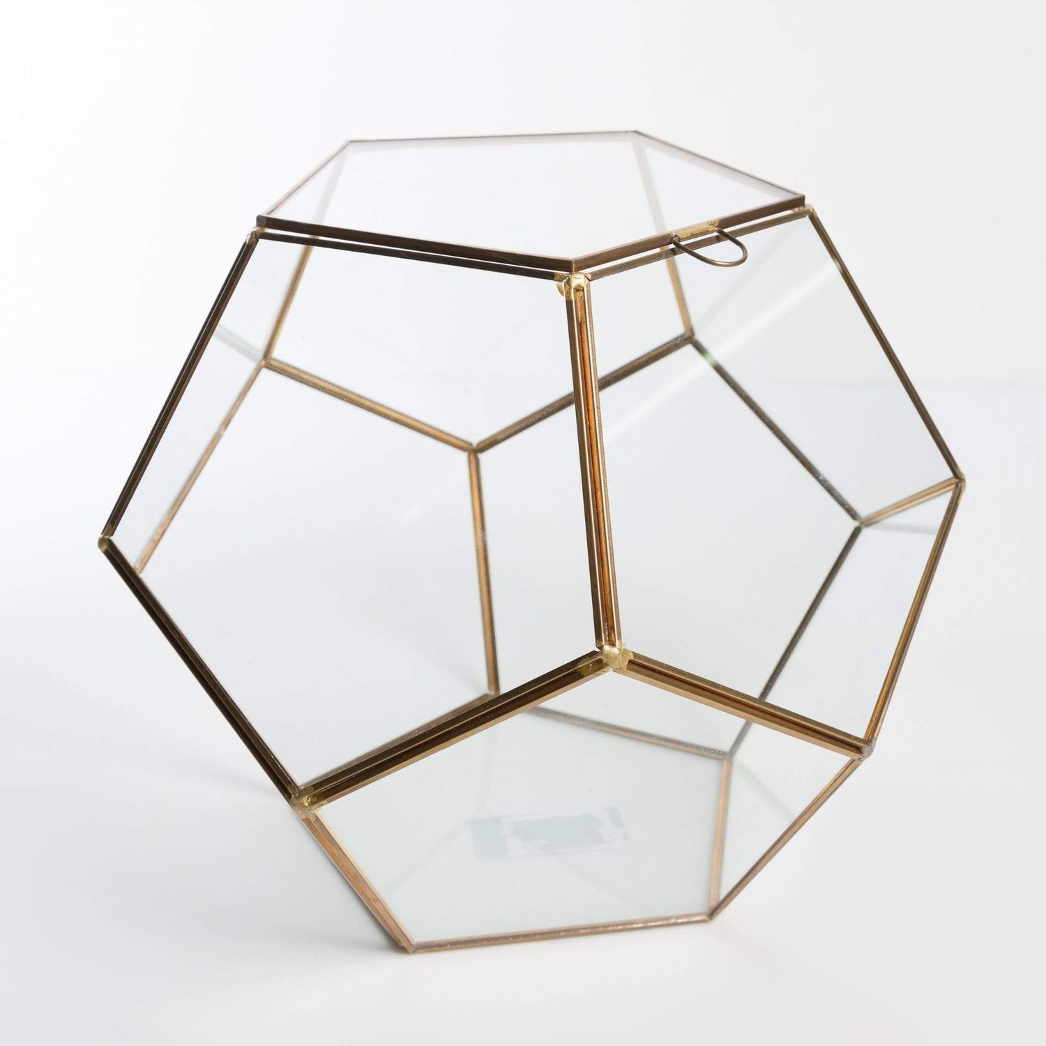 Urban Sprouts Glassware 9" Gold Fused Dodecahedron Faceted Glass Terrarium