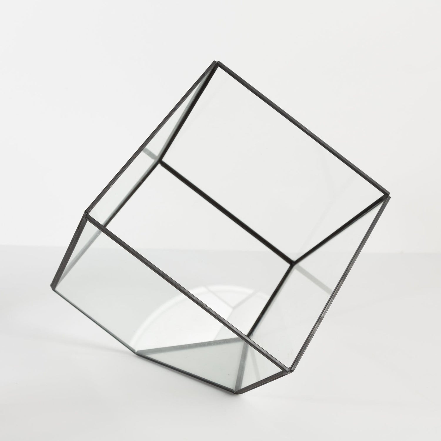 Urban Sprouts Glassware Black / 12 Fused Tilted Cube Faceted Glass Terrarium