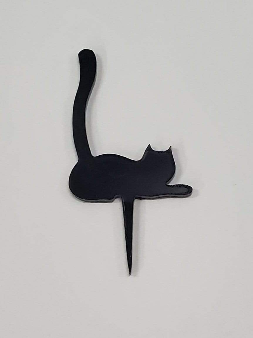 Urban Sprouts Production Prop Black Cat Laying Down Mini Plant Signs - Cats